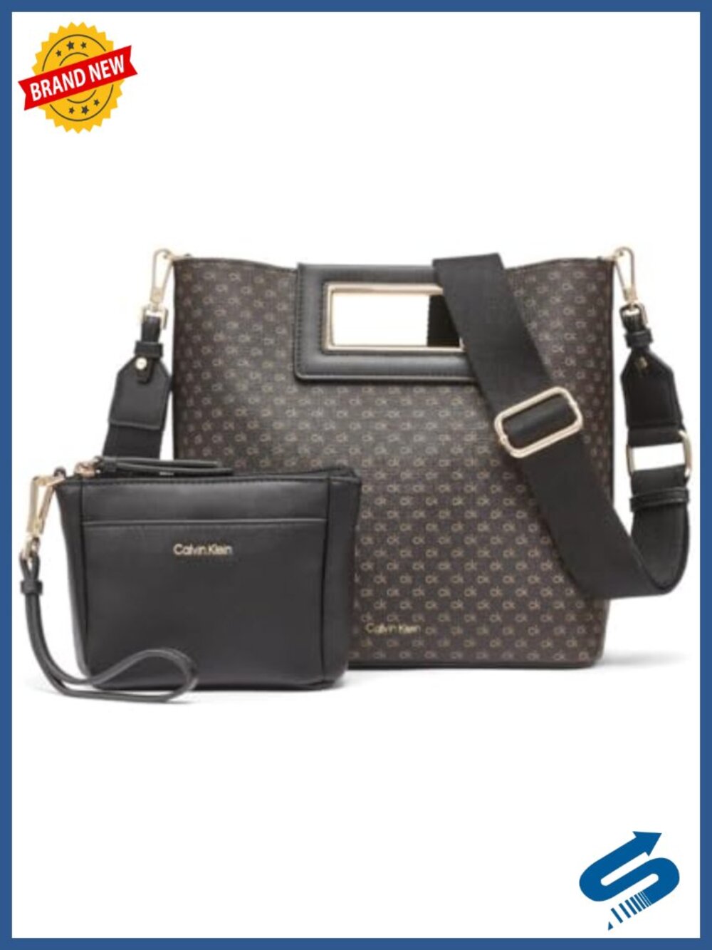 Vegan Leather Crossbody Bag with Removable Pouch